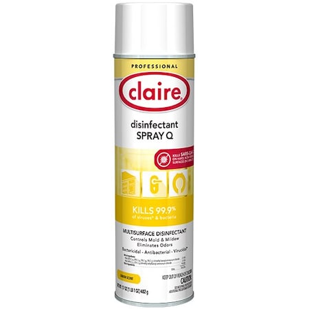 Claire Disinfectant, Lemon, Colorless, 12 PK CL1002